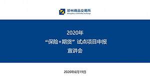 郑商所2020年“保险+期货”试点项目申报宣讲会